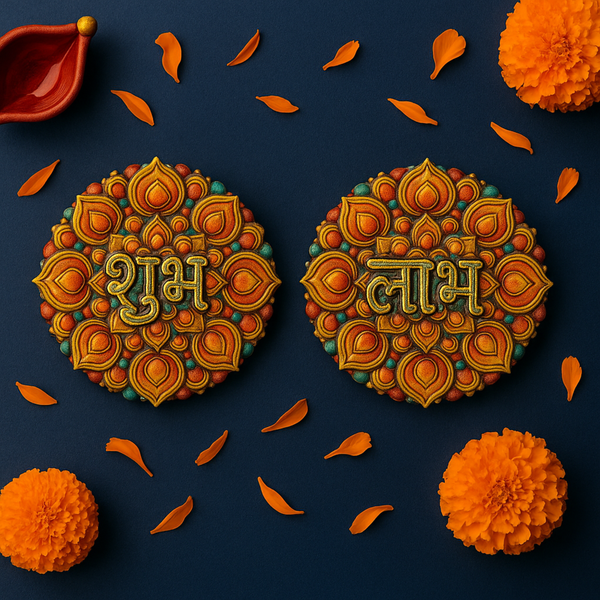3D MDF Shubh Labh Diya Mandala Design
