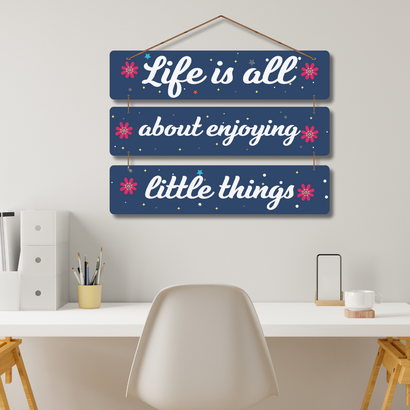 "Life is All About Enjoying Little Things" Wooden Wall Hanging