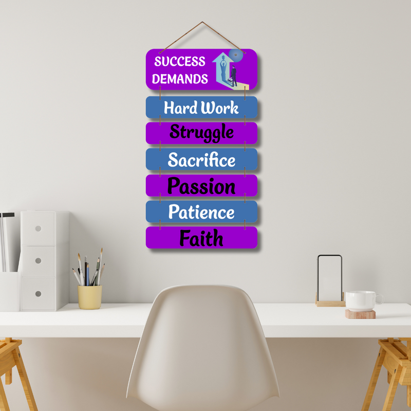 "Success Demands" wooden wall hanging