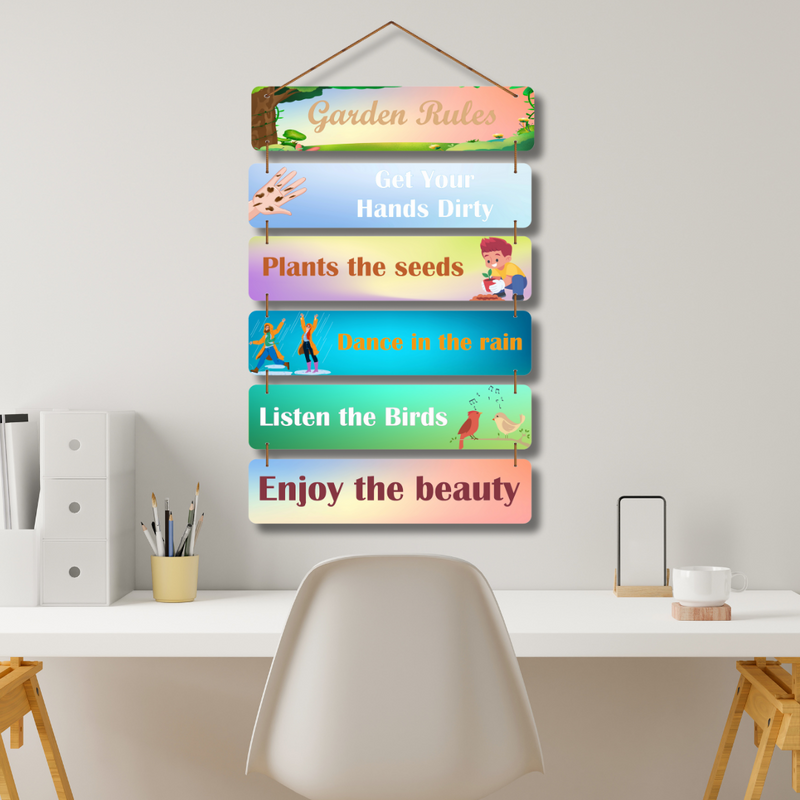 "Garden Rules" Wooden Wall Hanging