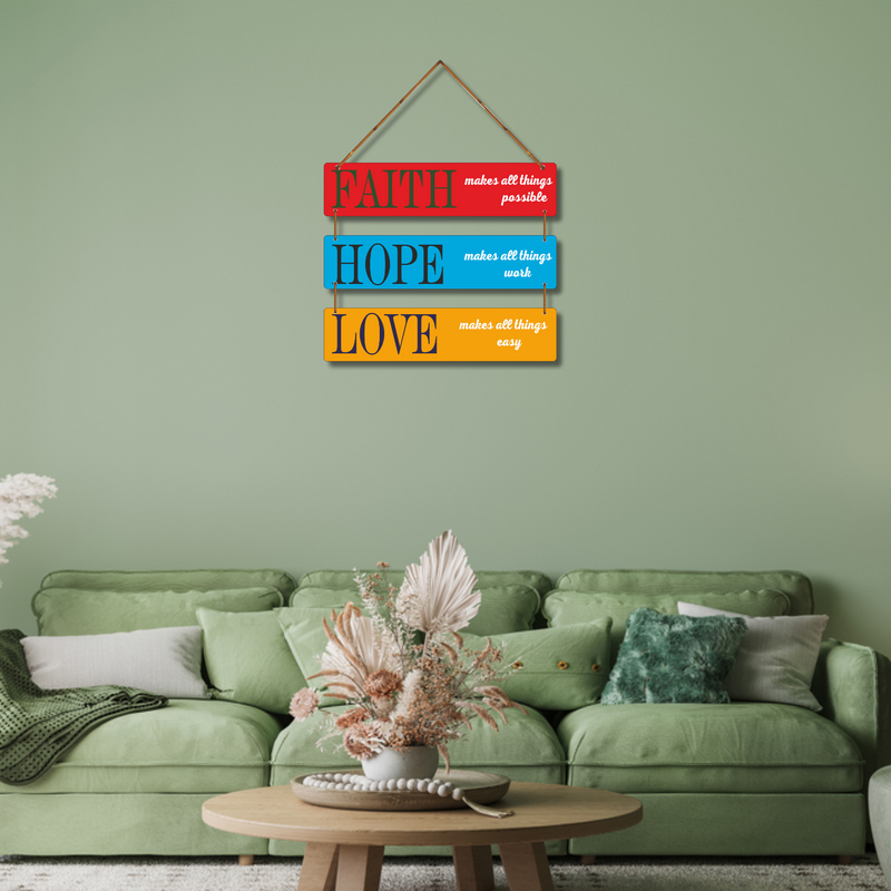 "Faith, Hope & Love" Inspirational Wall Hanging
