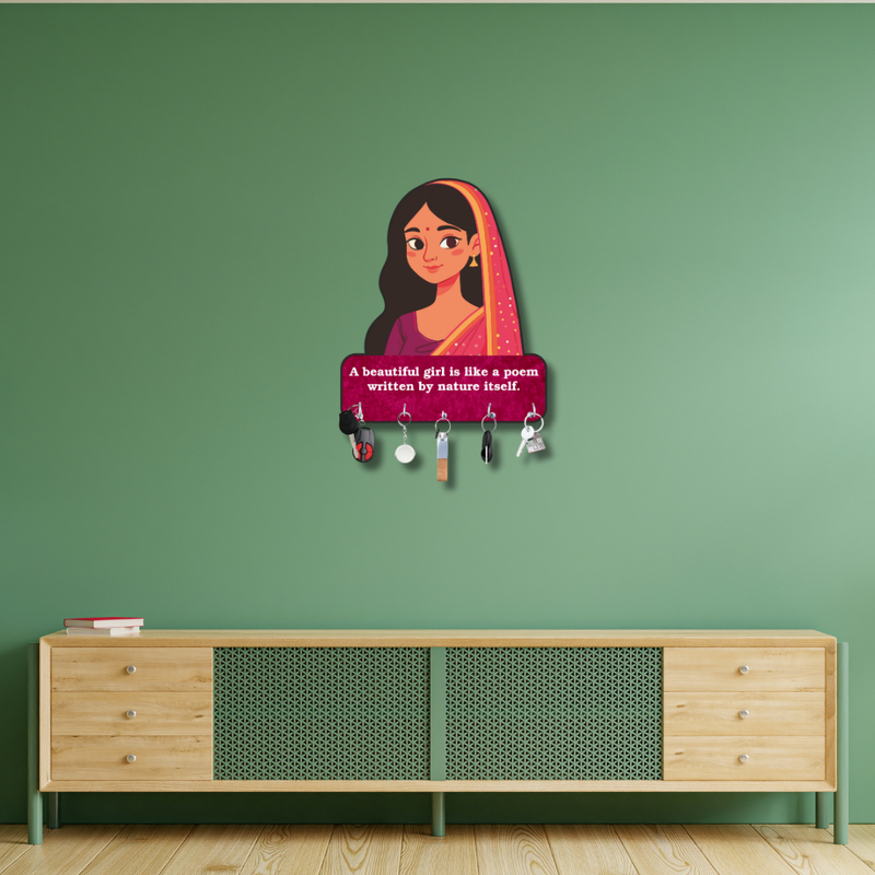 Beautiful Girl Quote Wooden Key Holder - ICraft asia