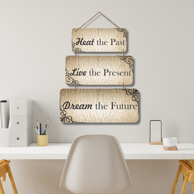 "Past, Present, Future" wall hanging