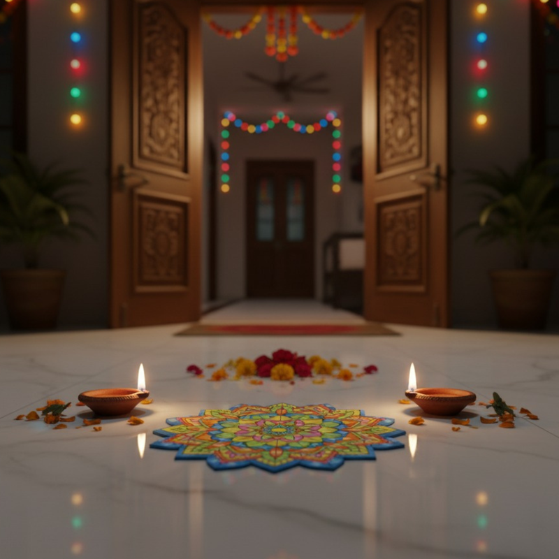 3D MDF Lotus Bloom Rangoli