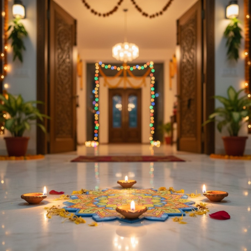 3D MDF Lotus Bloom Rangoli