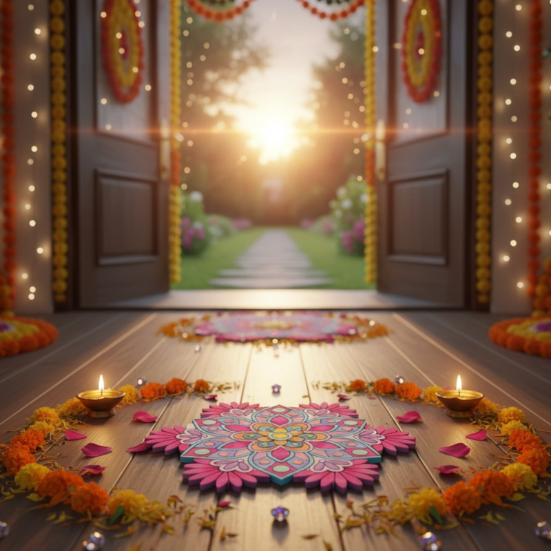 3D MDF Floral Mandala Rangoli