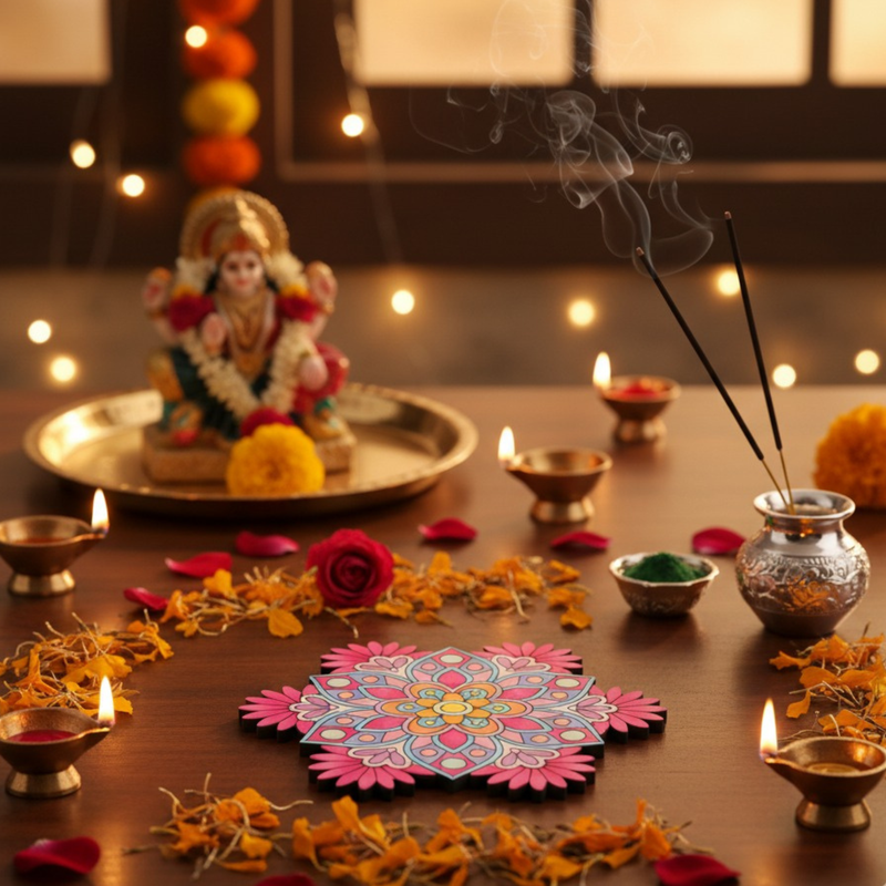3D MDF Floral Mandala Rangoli