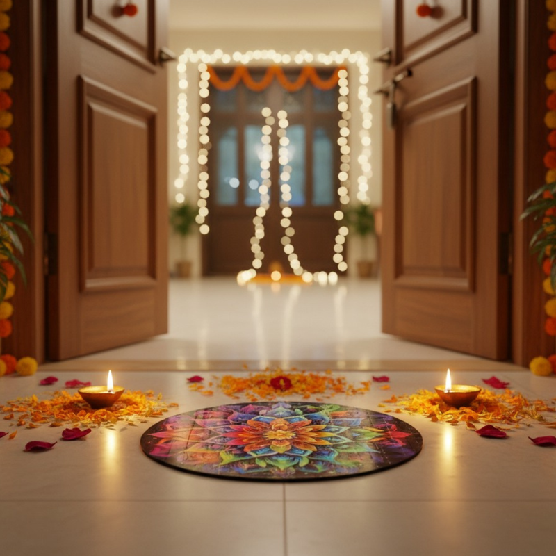 3D MDF Rainbow Lotus Rangoli