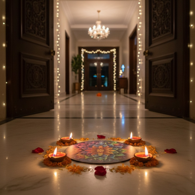 3D MDF Rainbow Lotus Rangoli