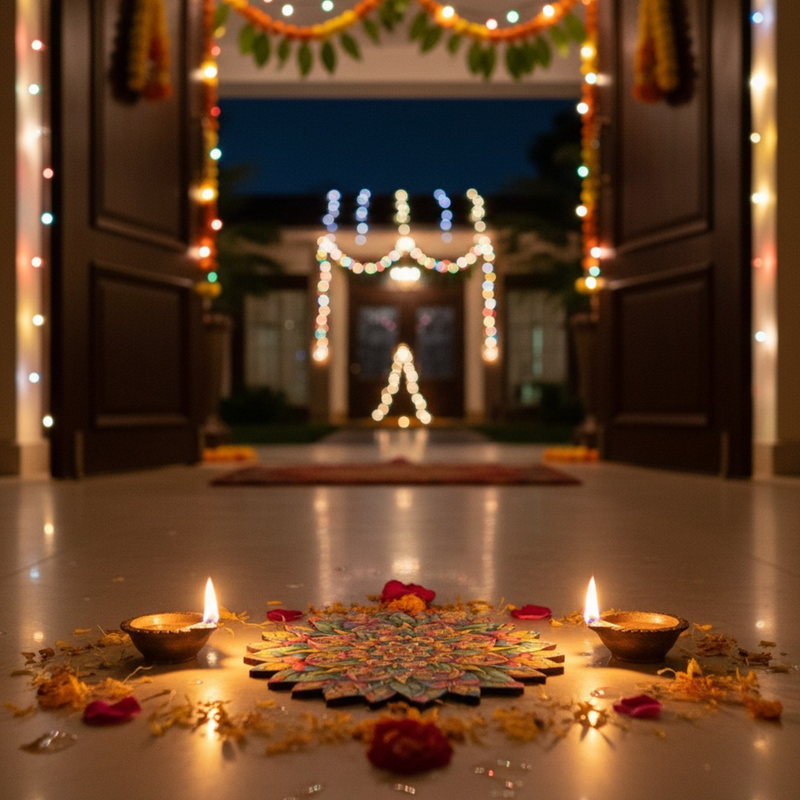 3D MDF Peacock Feather Lotus Rangoli