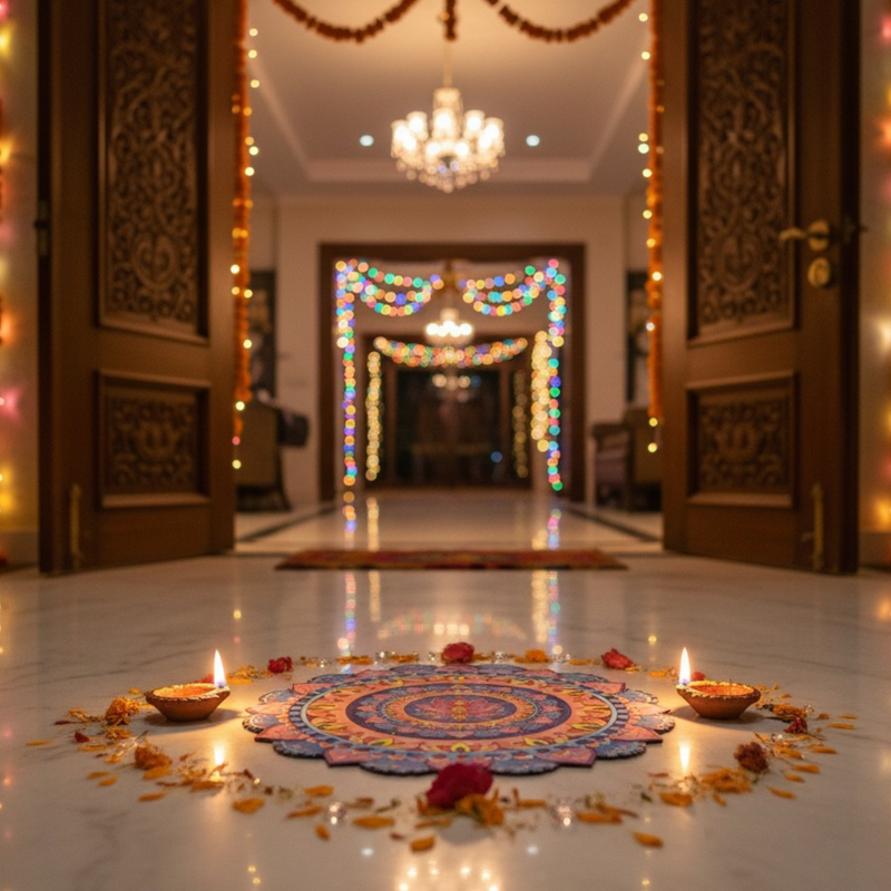 3D MDF Lotus Mandala Rangoli