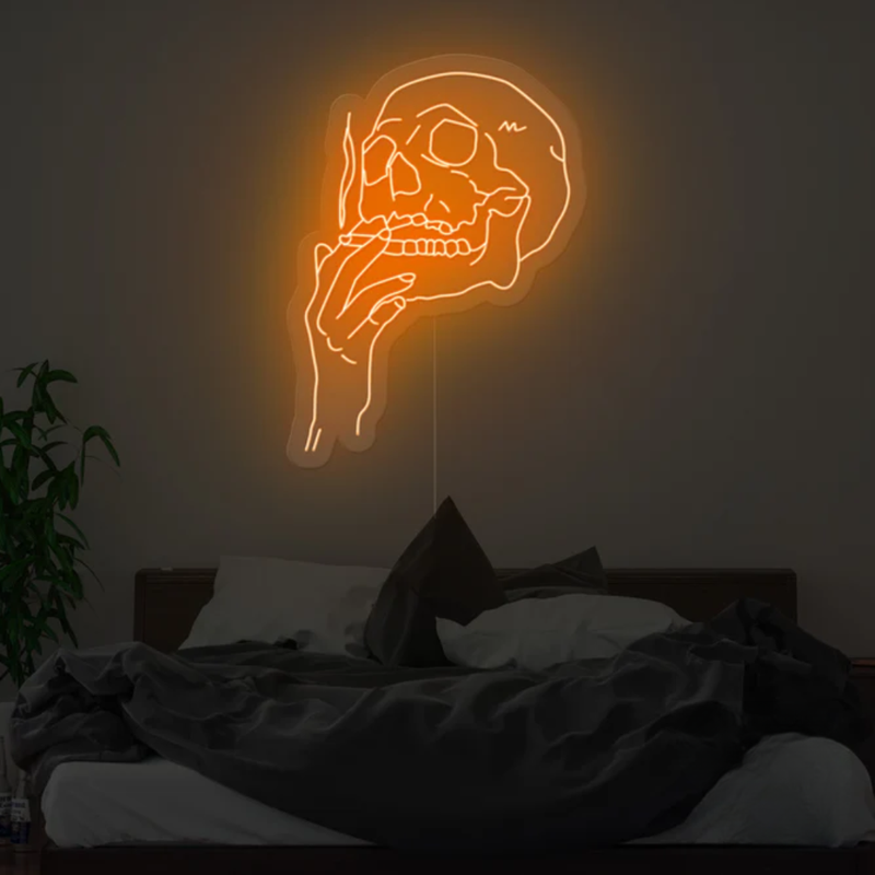 Smoking Skull Neon Sign