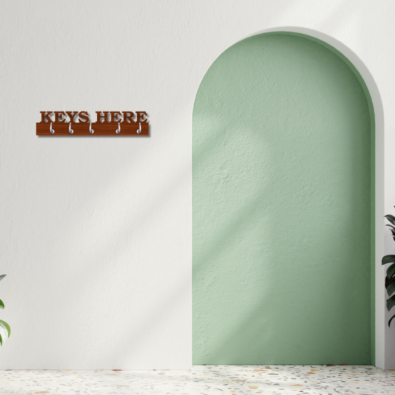 Keys Here Wooden Key Holder
