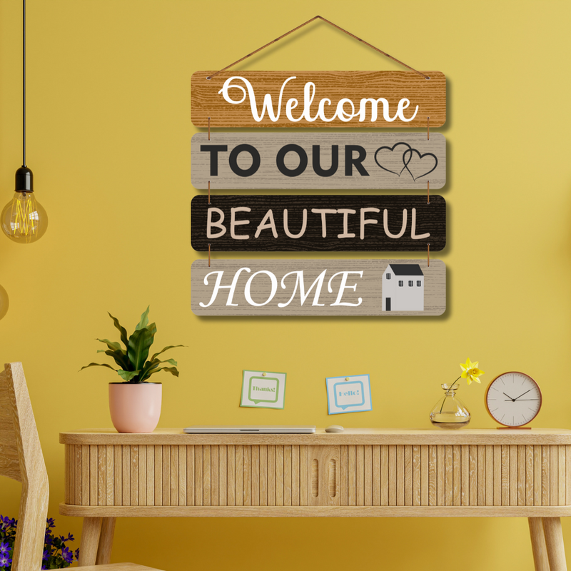 "Welcome to Our Beautiful Home" wall hanging