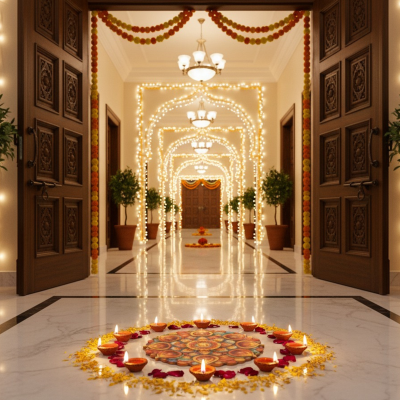 3D MDF Diya Blossom Rangoli