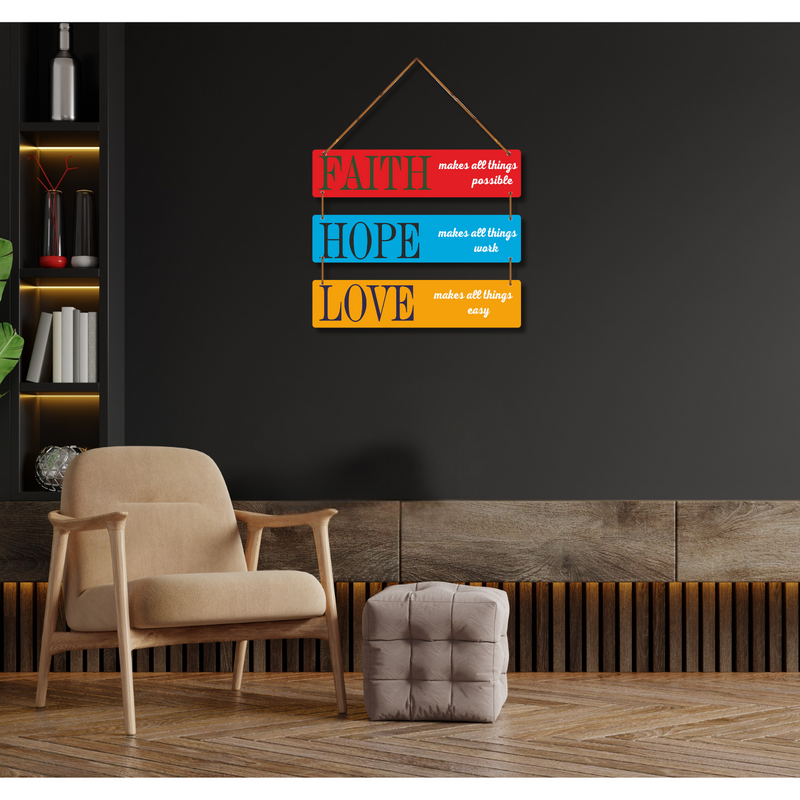 "Faith, Hope & Love" Inspirational Wall Hanging