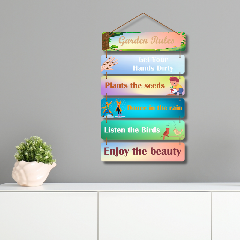 "Garden Rules" Wooden Wall Hanging