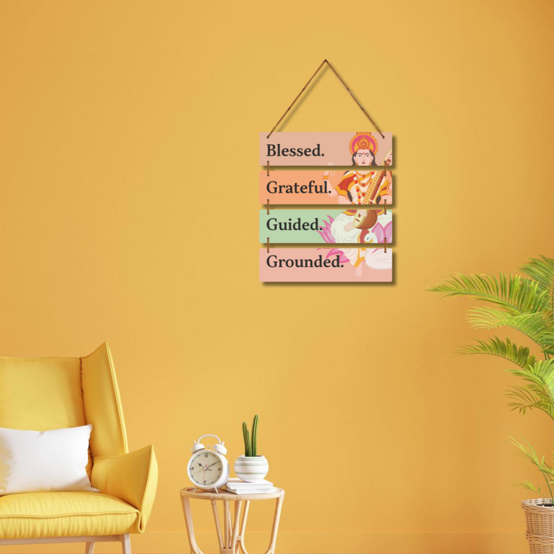 Blessed & Grateful Wooden Wall Hanging