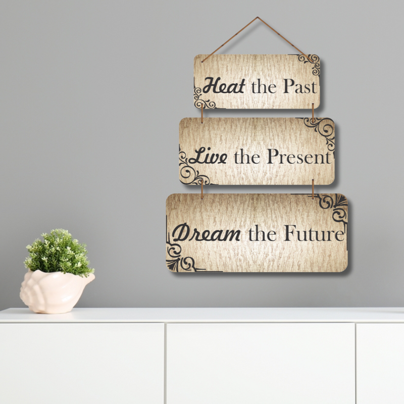 "Past, Present, Future" wall hanging