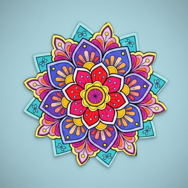 3D MDF Lotus Petal Mandala Rangoli