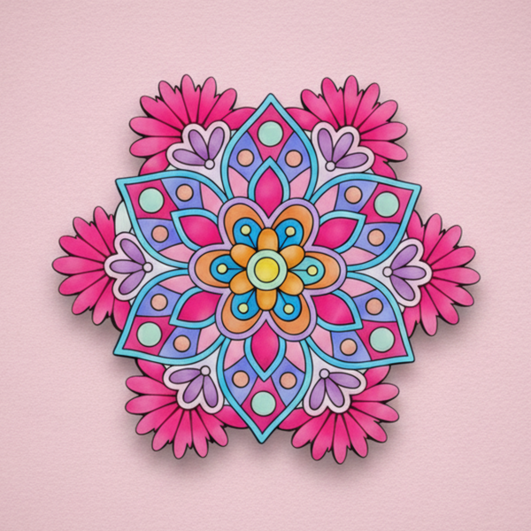 3D MDF Floral Mandala Rangoli