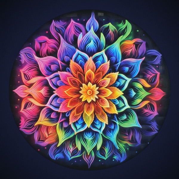 3D MDF Rainbow Lotus Rangoli