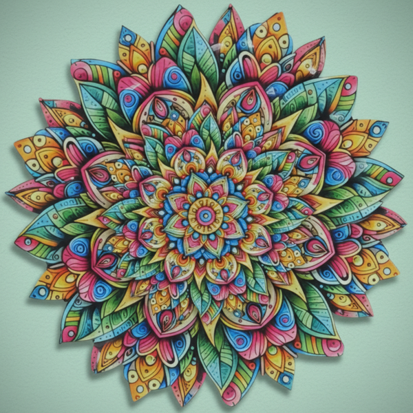 3D MDF Peacock Feather Lotus Rangoli