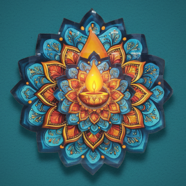 3D MDF Diya Mandala Rangoli