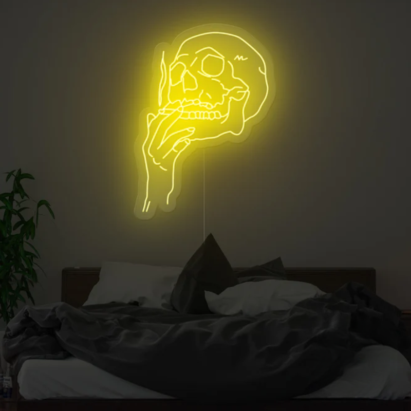 Smoking Skull Neon Sign