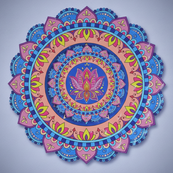 3D MDF Lotus Mandala Rangoli