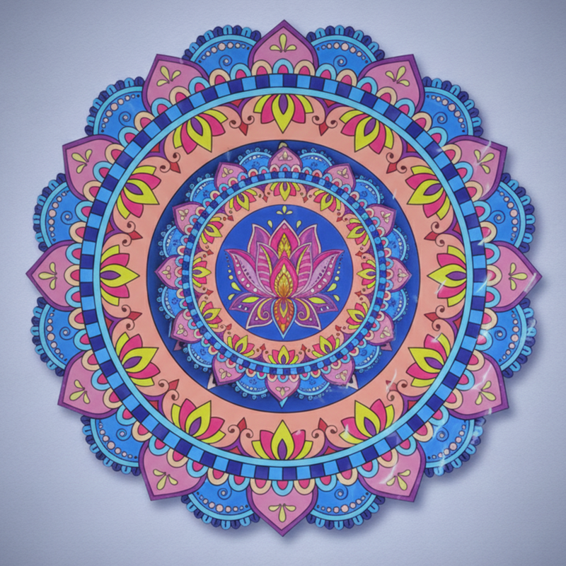 3D MDF Lotus Mandala Rangoli