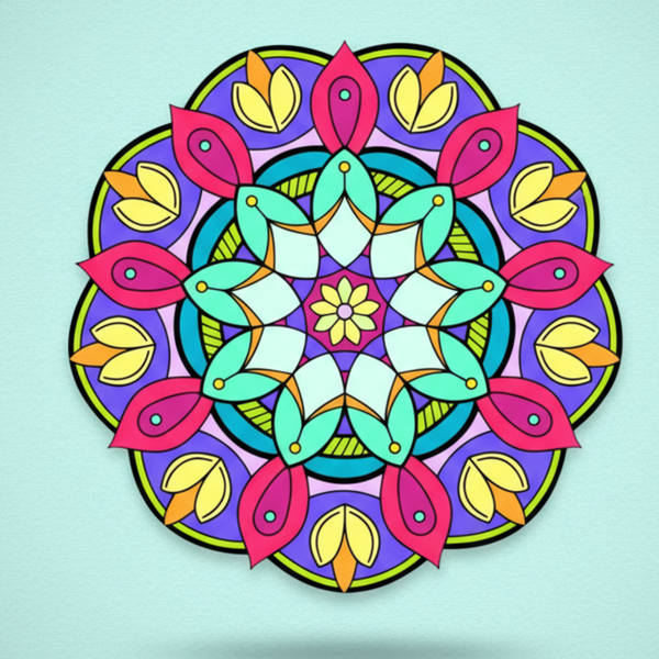 3D Lotus Blossom Colorful Rangoli