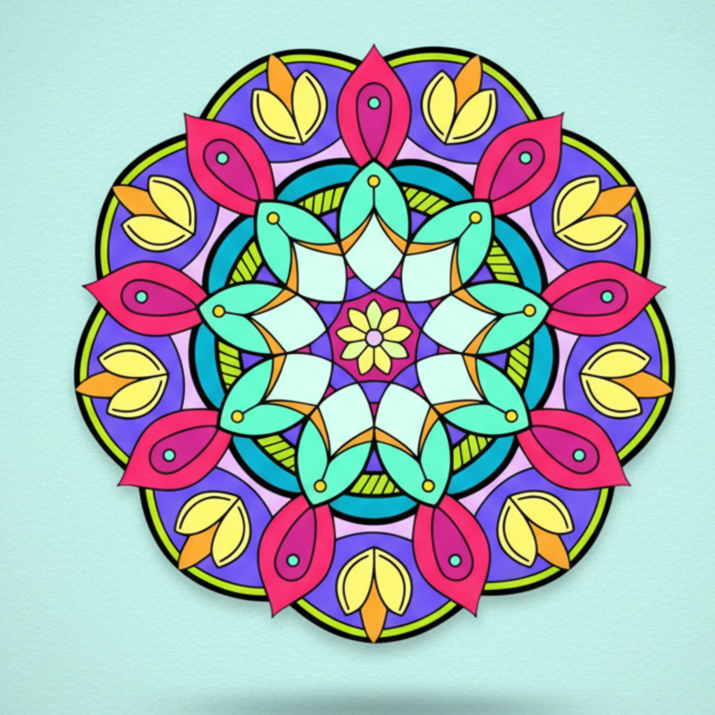 3D Lotus Blossom Colorful Rangoli