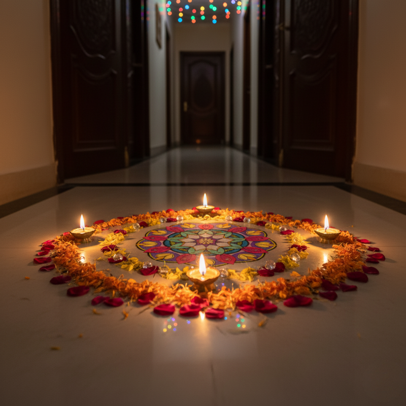 3D Lotus Blossom Colorful Rangoli