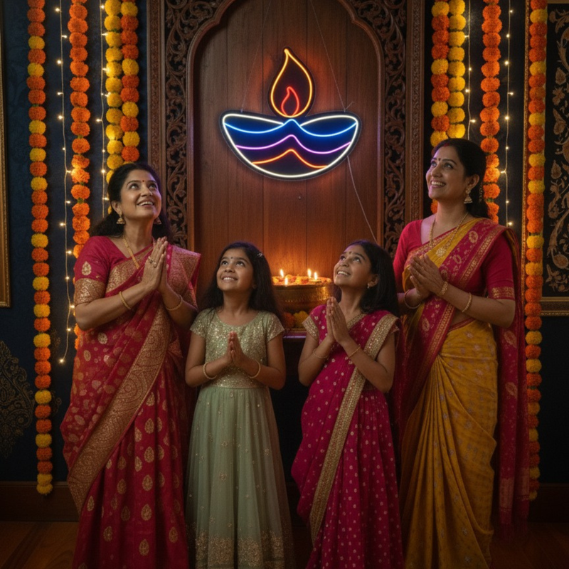 Radiant Neon Diya Light