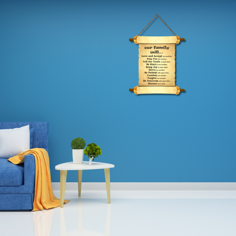 Family Values Scroll Wall Hanging