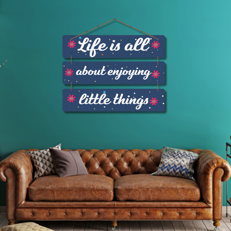 "Life is All About Enjoying Little Things" Wooden Wall Hanging