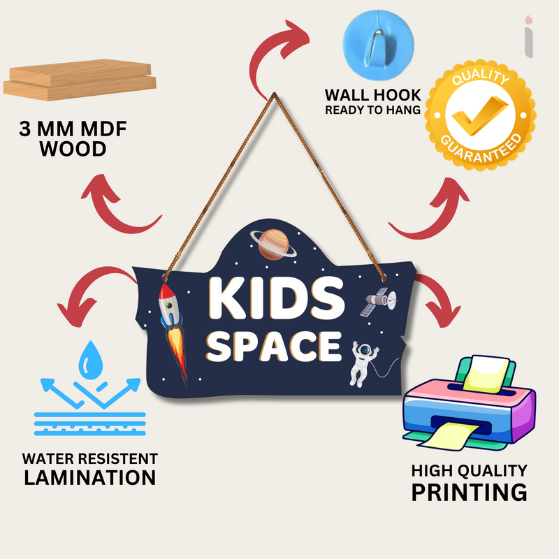 "Blast Off to Fun – Kids Space Zone" Wall Hanging