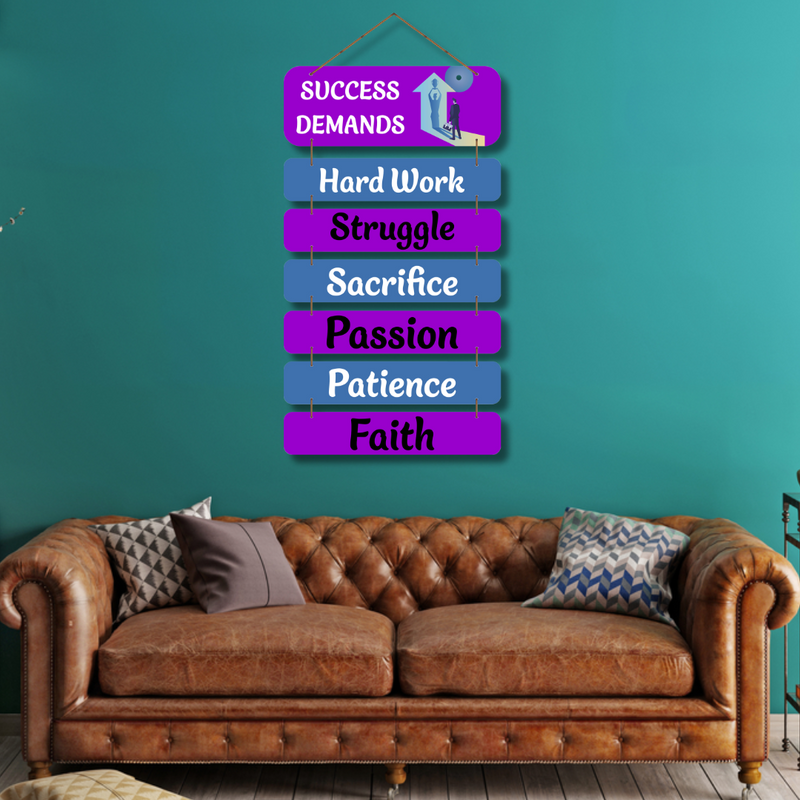 "Success Demands" wooden wall hanging