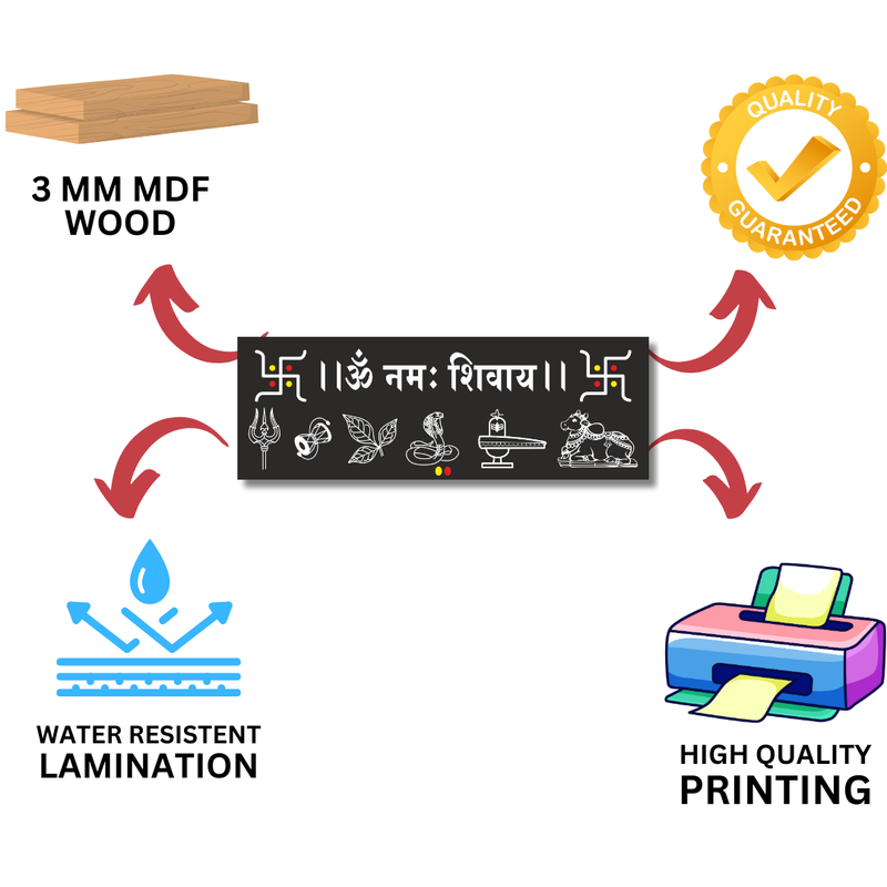 Om Namah Shivaya Wooden Wall Name Plate