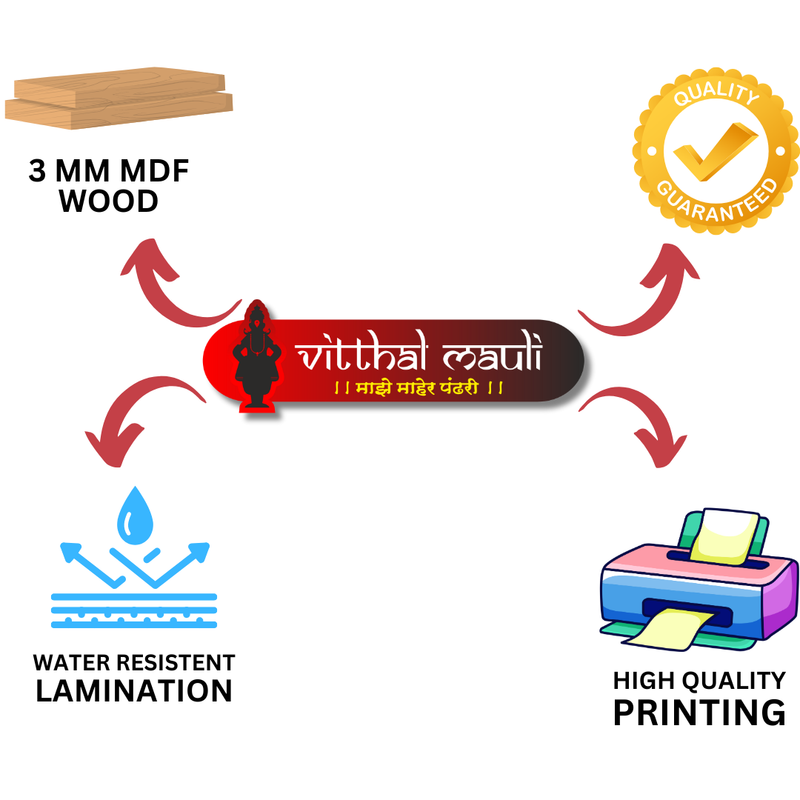 Vitthal Mauli Wooden Wall Name Plate