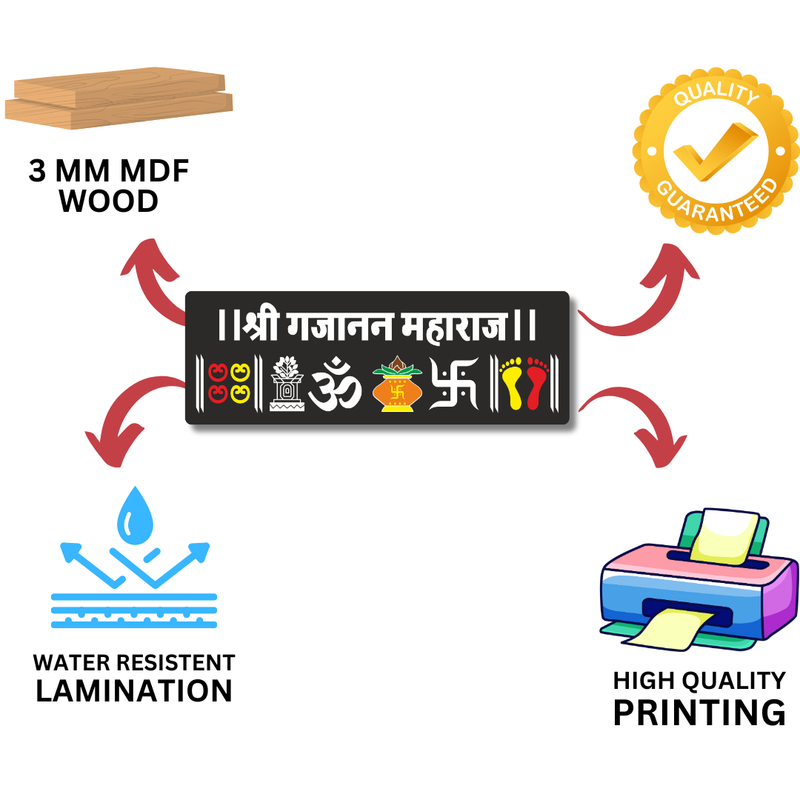 Shri Gajanan Maharaj Wooden Wall Name Plate