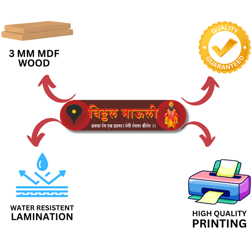 Vitthal Mauli Divine Wooden Wall Name Plate