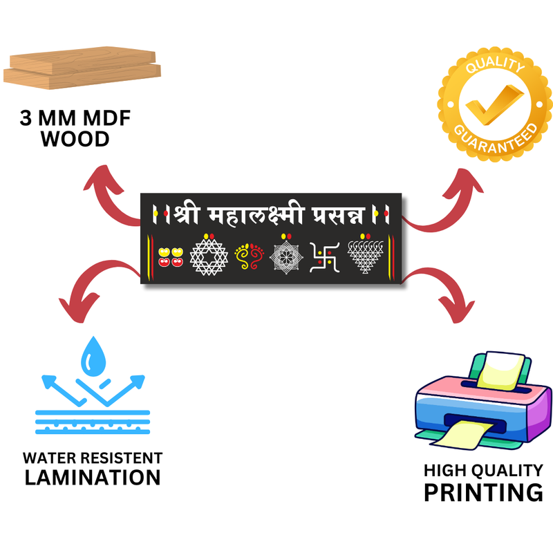 Shri Mahalaxmi Prasanna Wooden Wall Name Plate