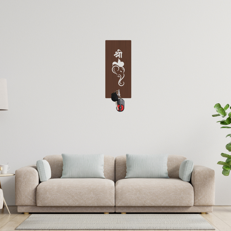 Shree Ganesha Wooden Wall Key Holder - ICraft asia