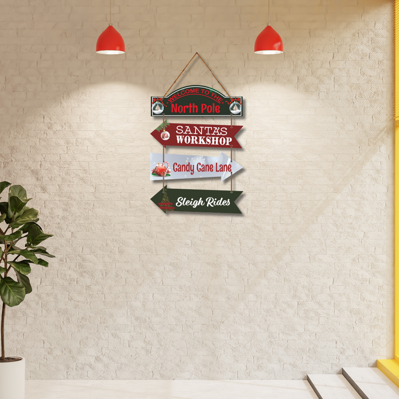 North Pole Christmas Direction Wall Hanging