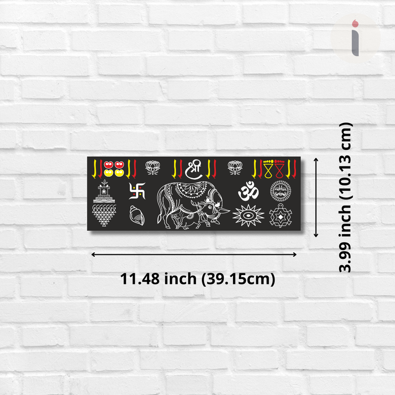 Kamdhenu Sacred Symbols Wooden Wall Name Plate