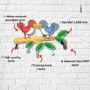 Colorful Birds on Branch Wooden Key Holder