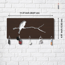 Elegant Bird on Branch Wooden Key Holder