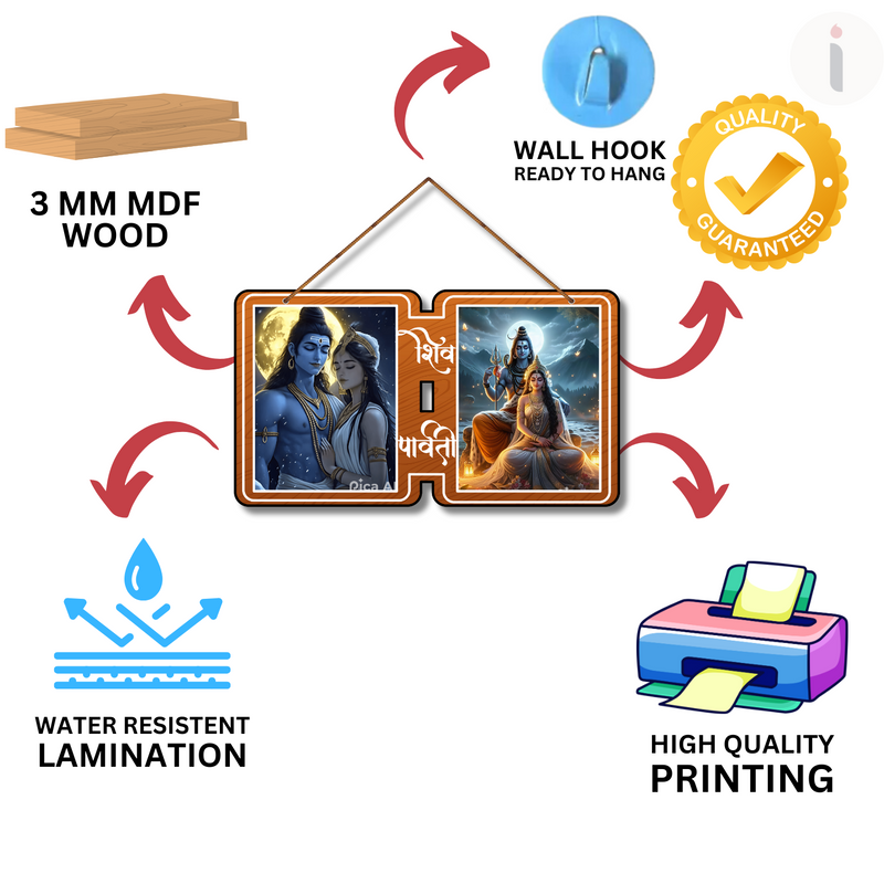 "Shiv & Parvati Photo Frame "  Wall Hanging